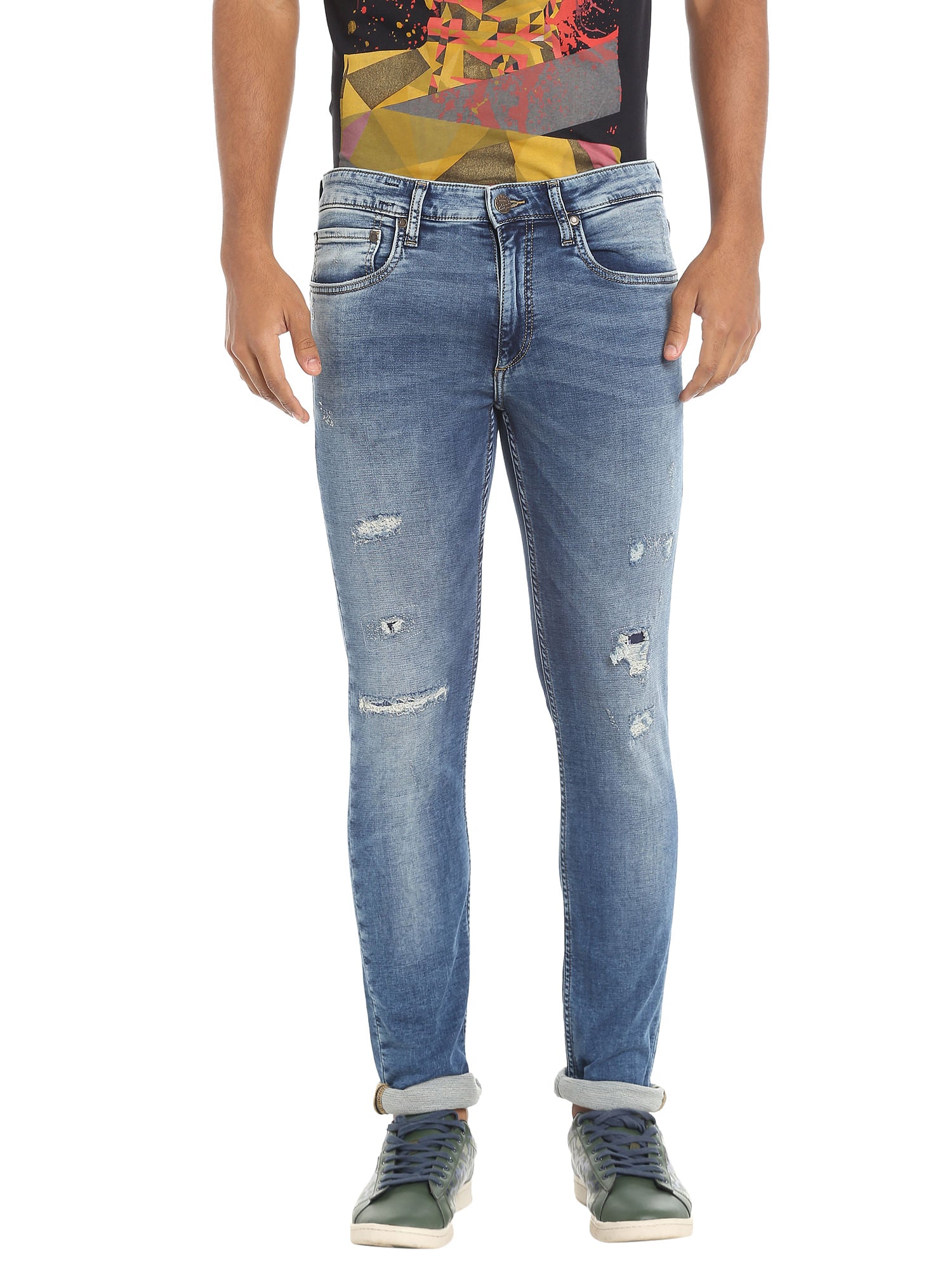 Blue Ripped Slim Jeans
