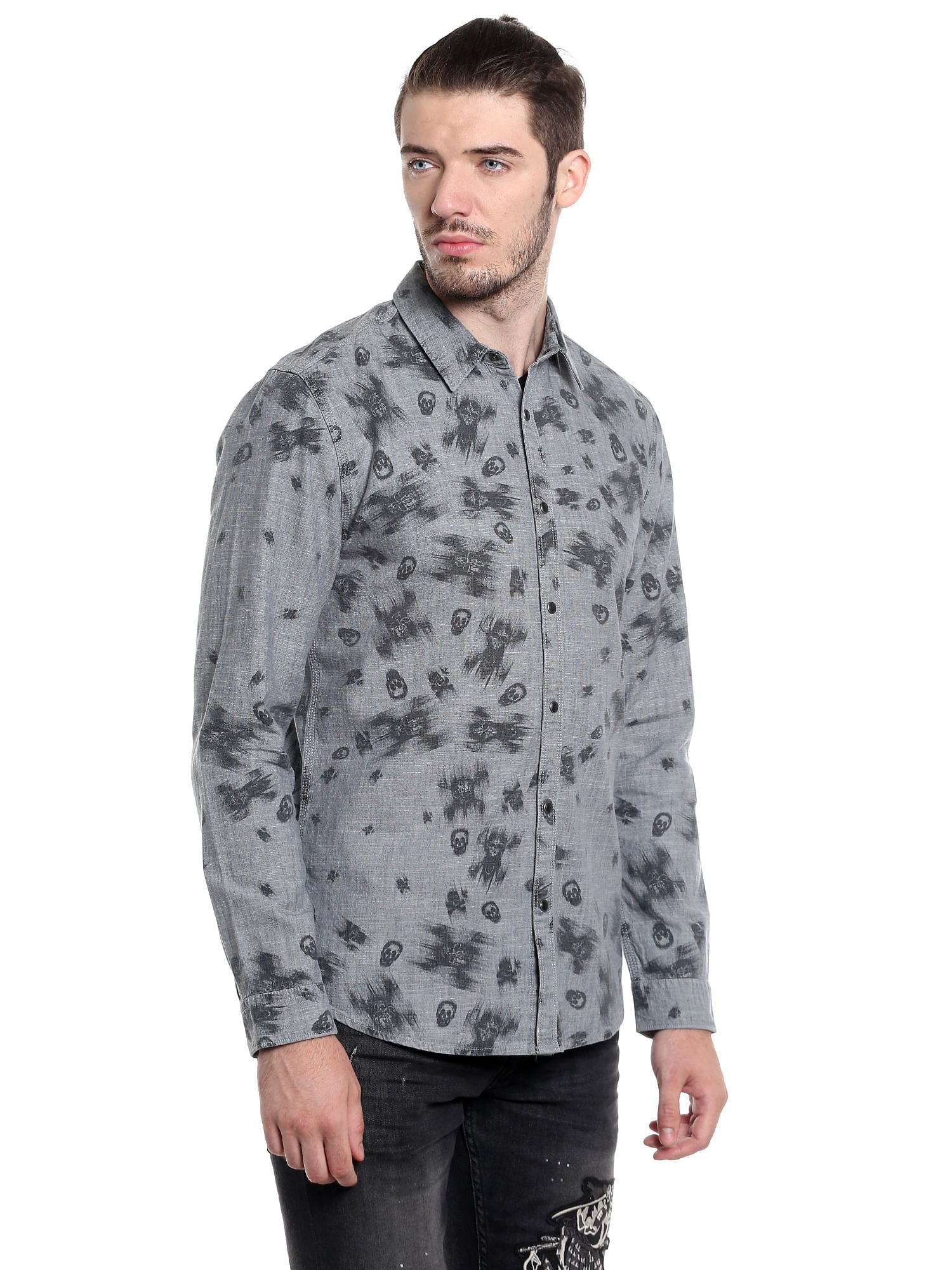 Pirates Of The Caribbean Skull Print Grey Shirt