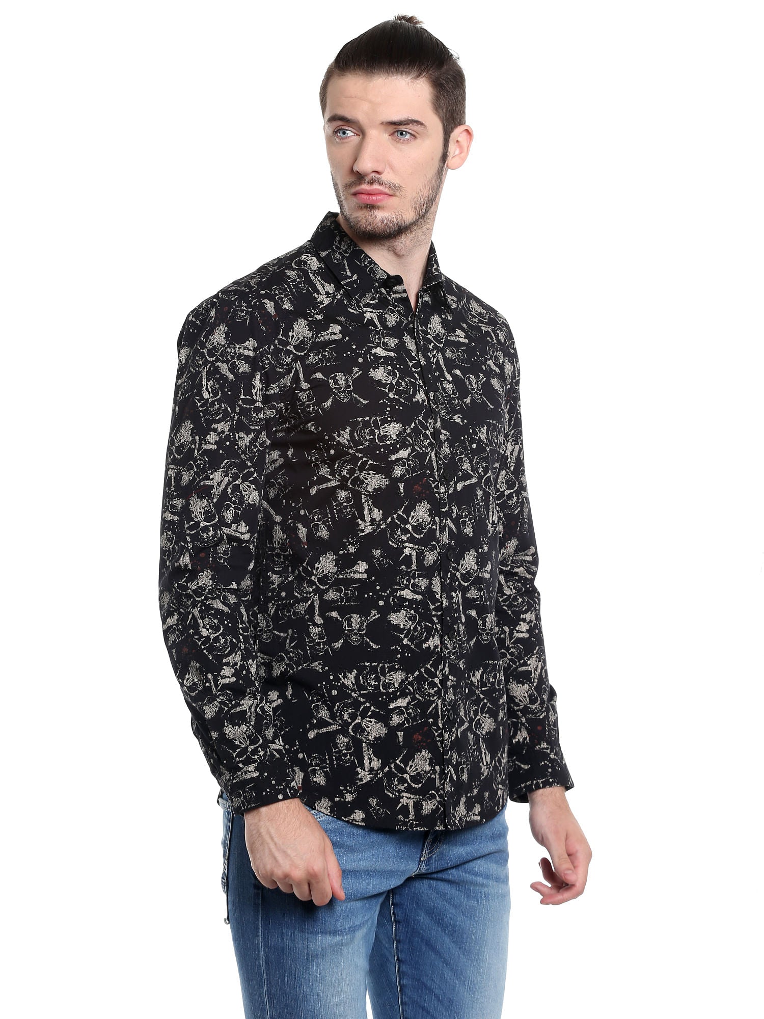 Pirates Of The Caribbean Skull Print Black Shirt