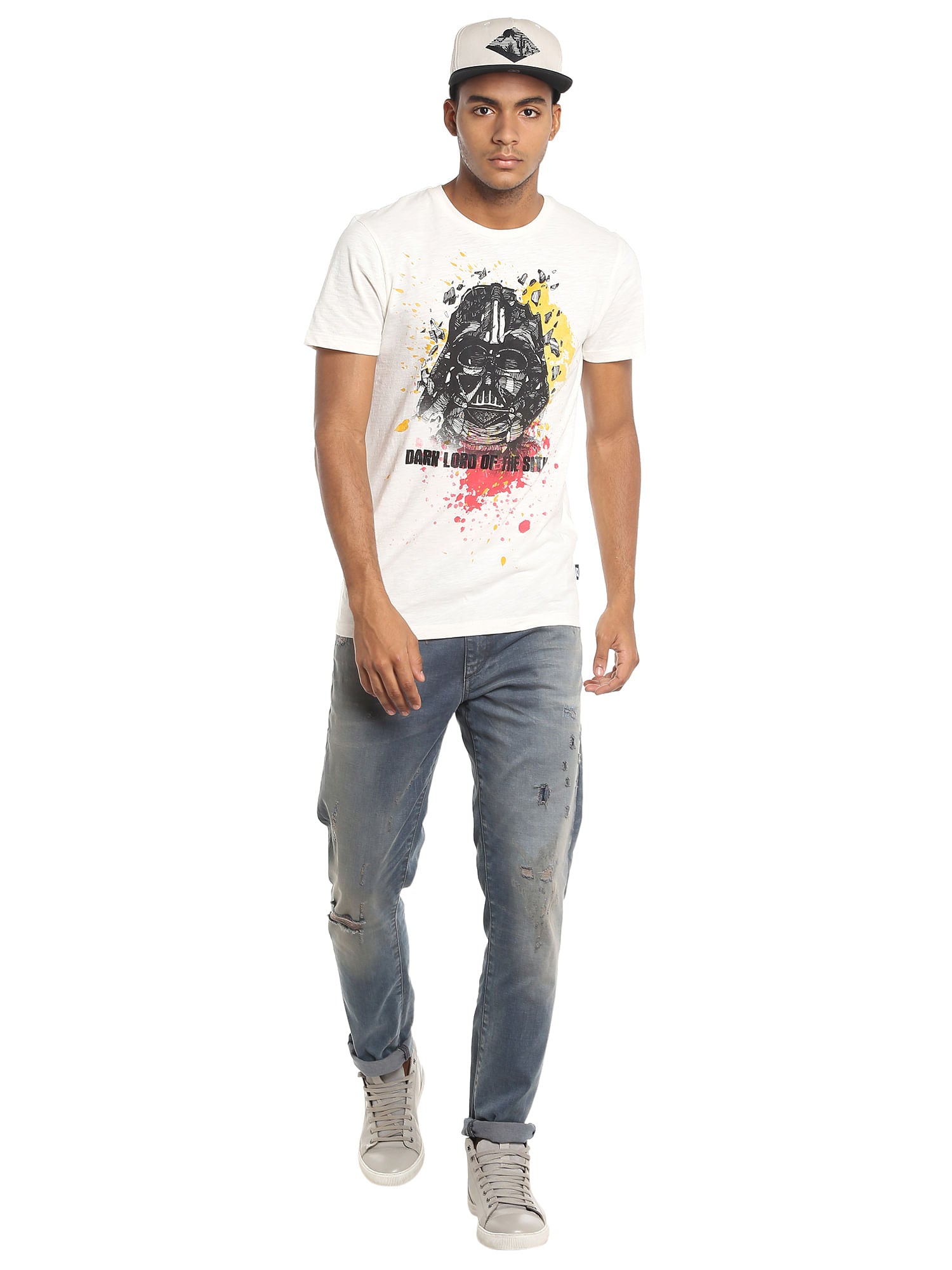 Darth Vader Print White T-Shirt