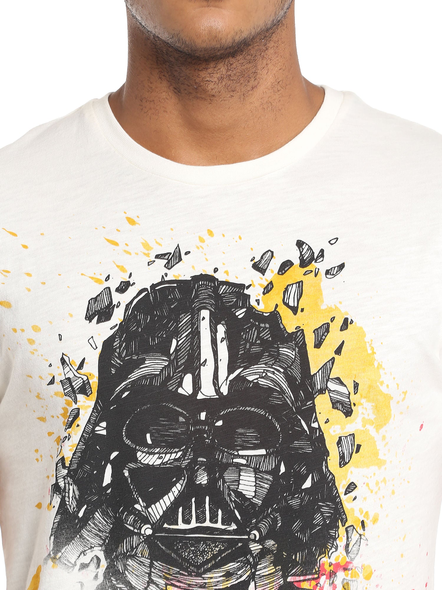 Darth Vader Print White T-Shirt
