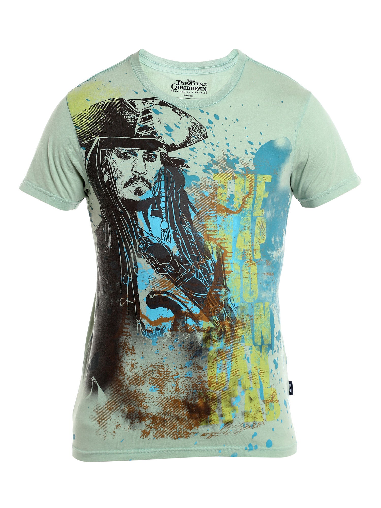 Pirates Of The Caribbean Jack Sparrow Print Green T-Shirt