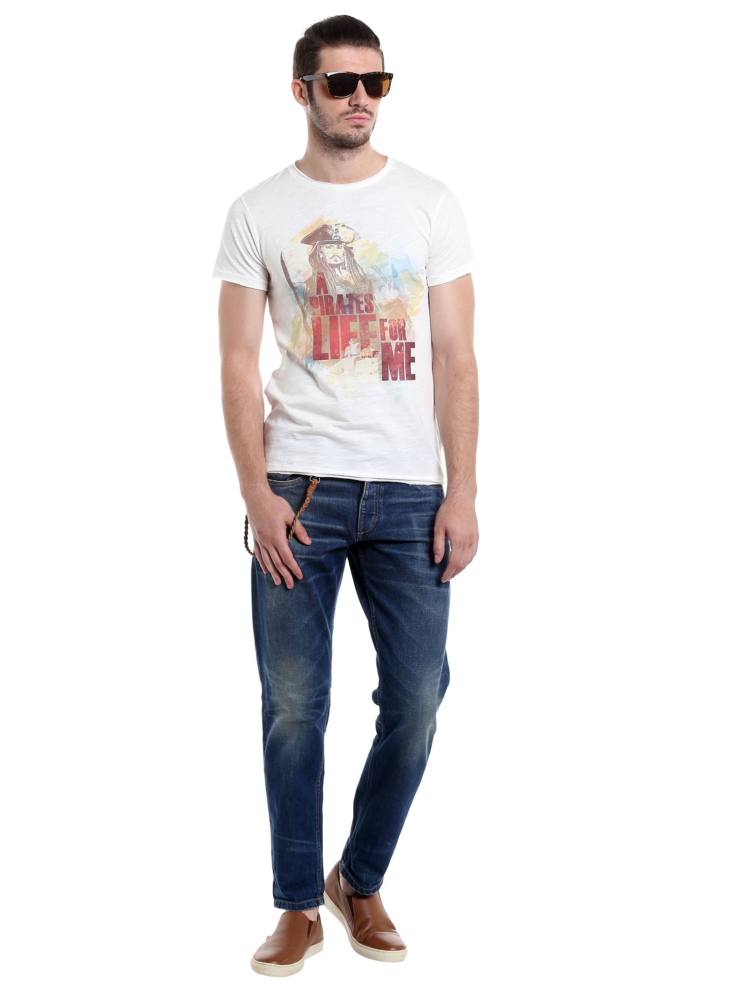 Pirates Of The Caribbean White Graphic Print T-Shirt
