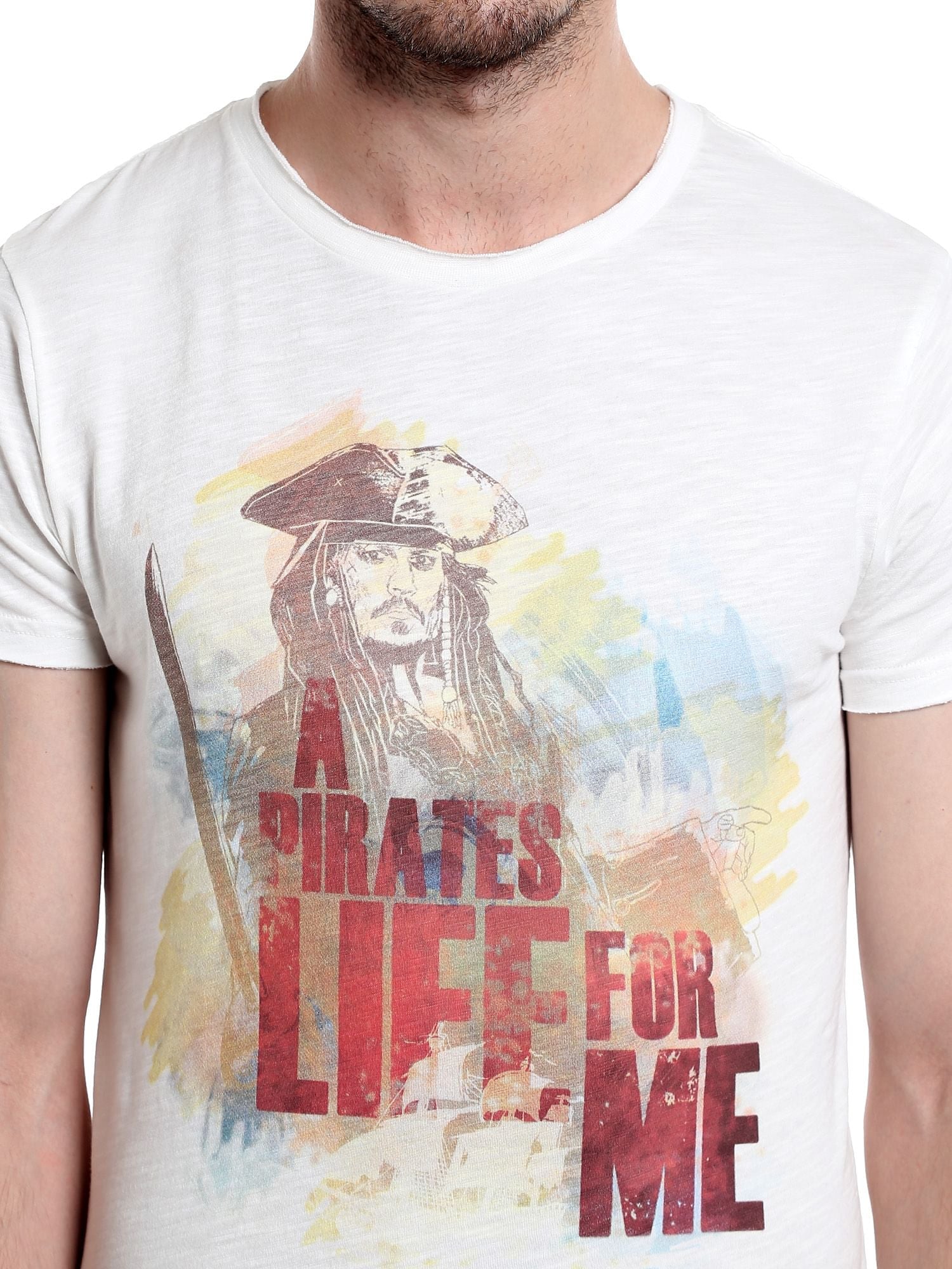 Pirates Of The Caribbean White Graphic Print T-Shirt
