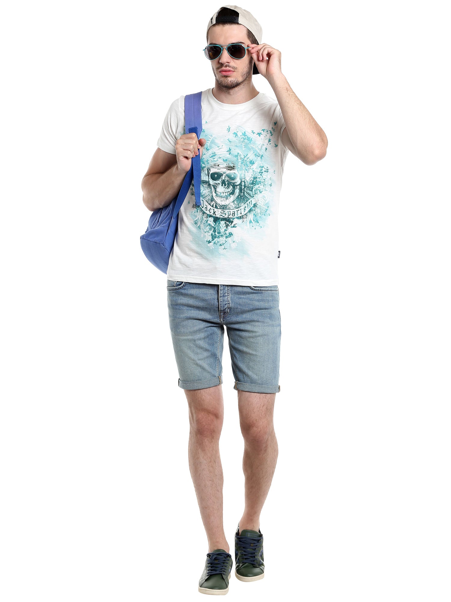 Pirates Of The Caribbean Skull Print White T-Shirt