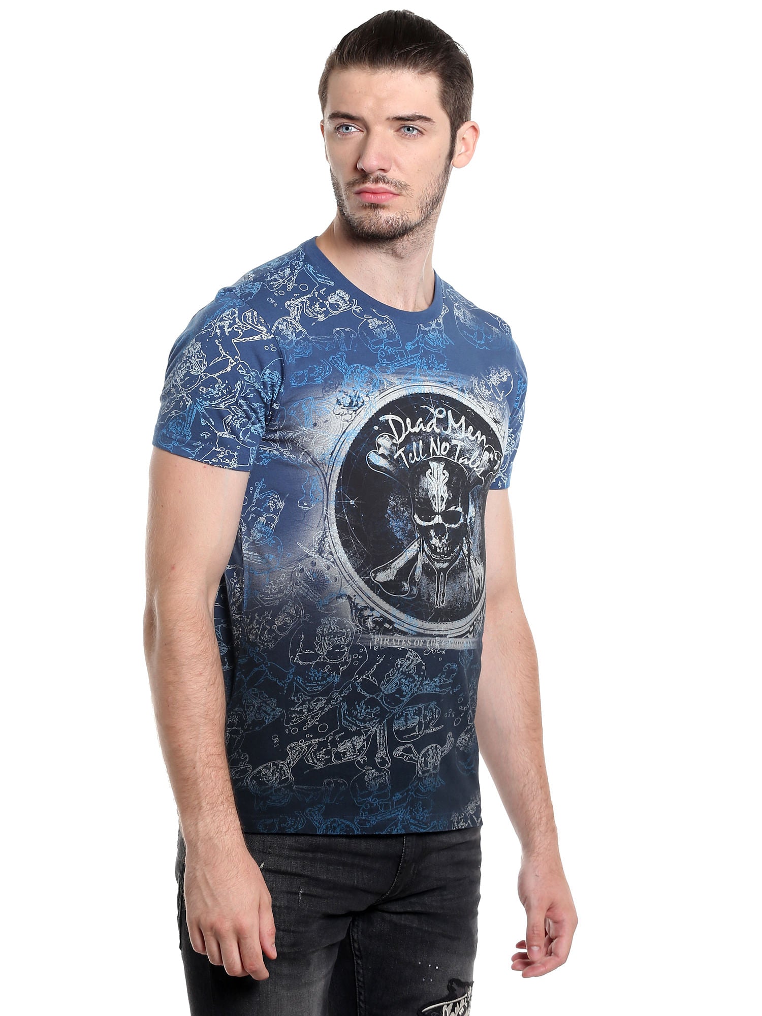 Pirates Of The Caribbean All Over Print Blue T-Shirt