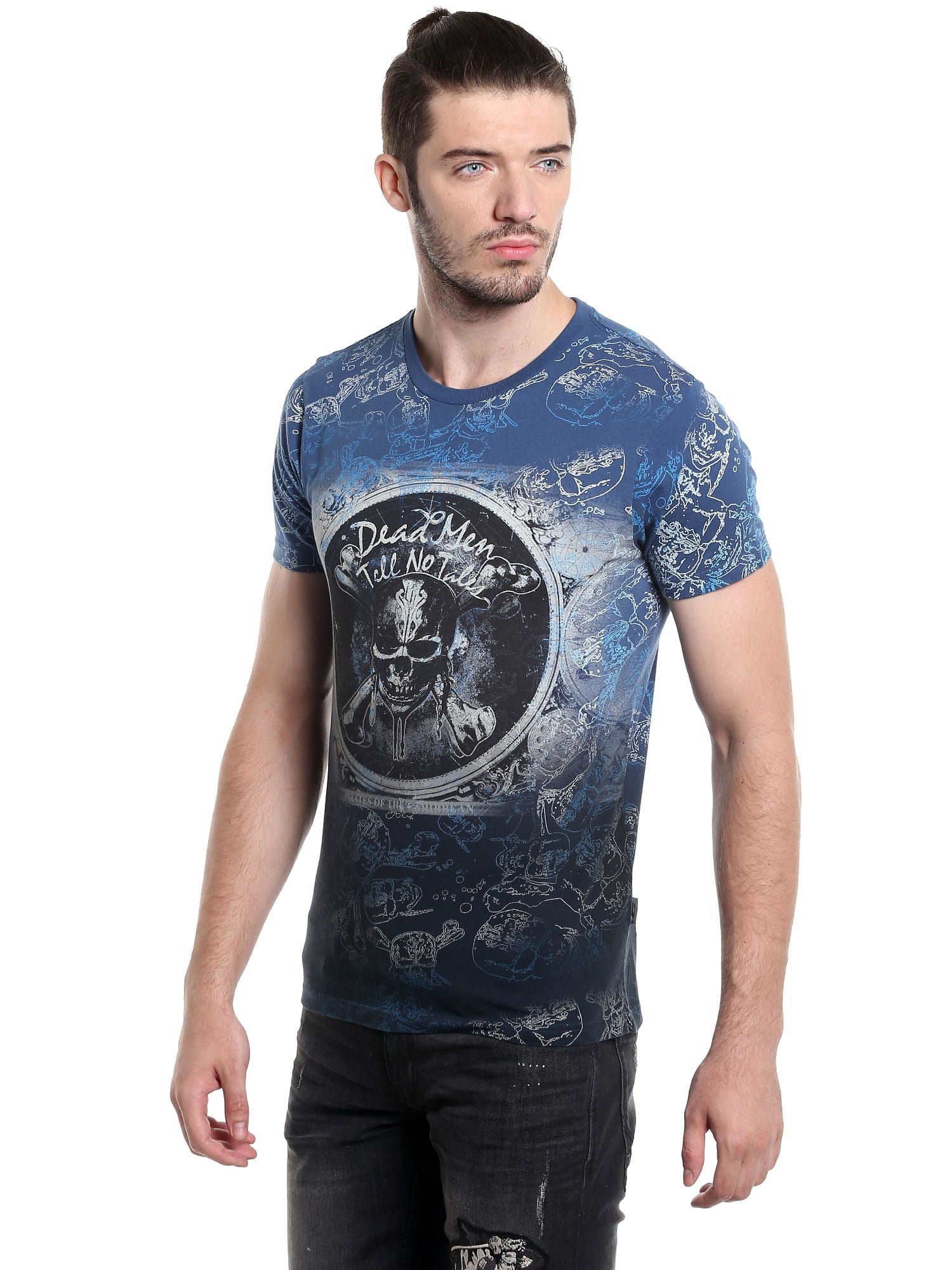 Pirates Of The Caribbean All Over Print Blue T-Shirt