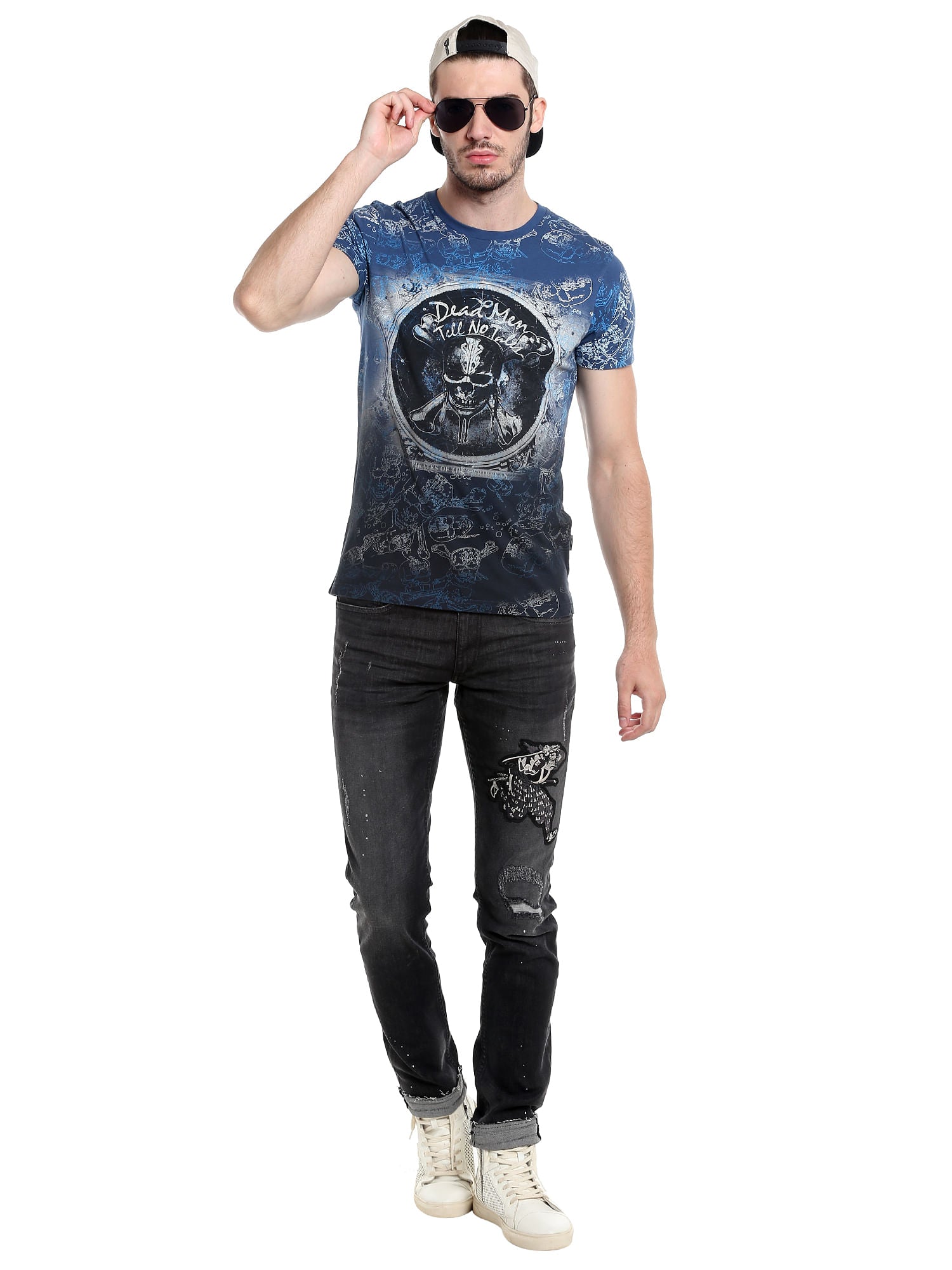 Pirates Of The Caribbean All Over Print Blue T-Shirt