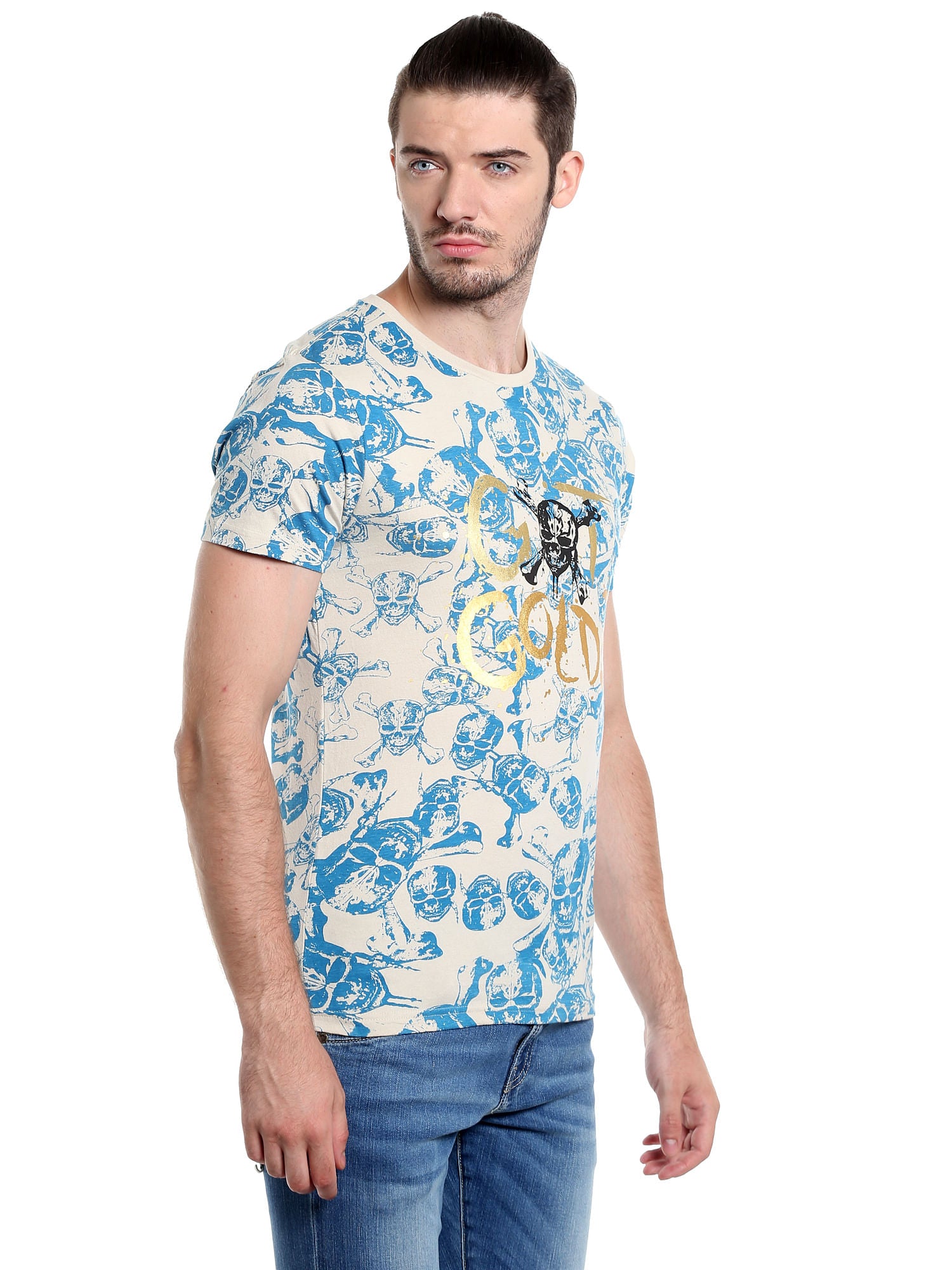 Pirates Of The Caribbean Printed Blue T-Shirt