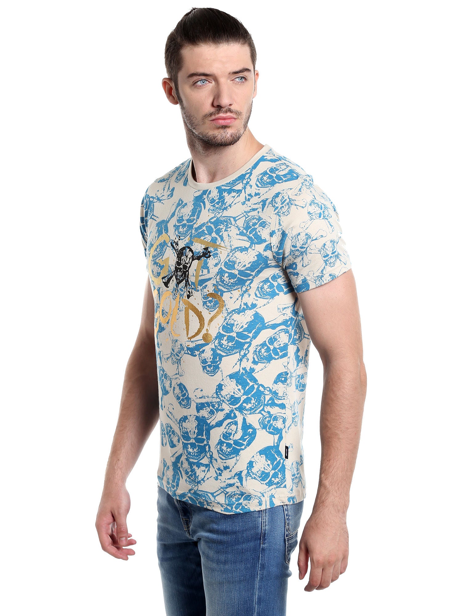 Pirates Of The Caribbean Printed Blue T-Shirt
