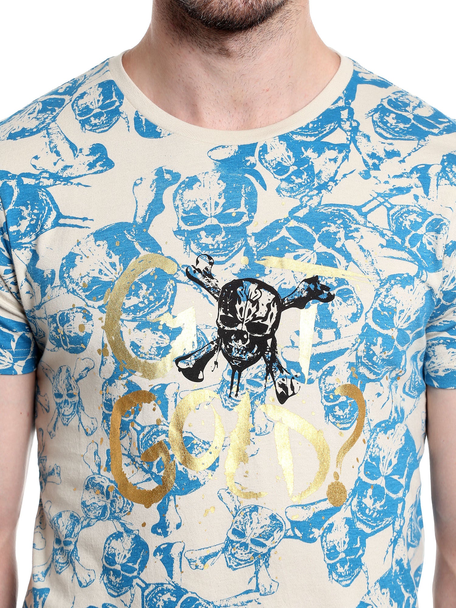 Pirates Of The Caribbean Printed Blue T-Shirt