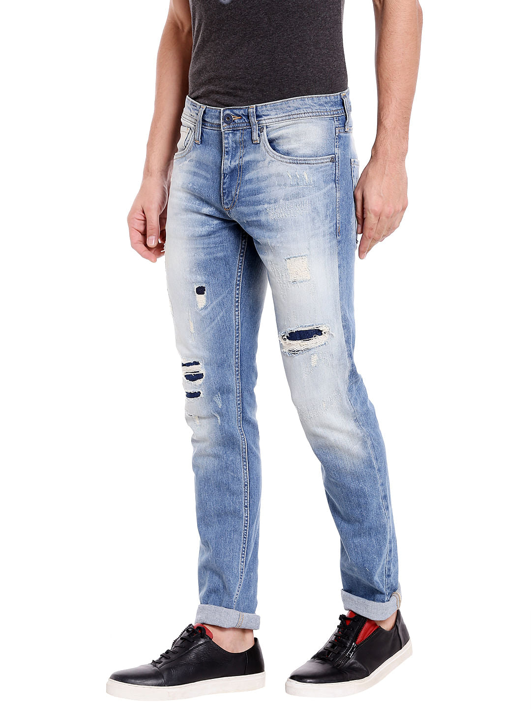 Blue Ripped Slim Fit Jeans
