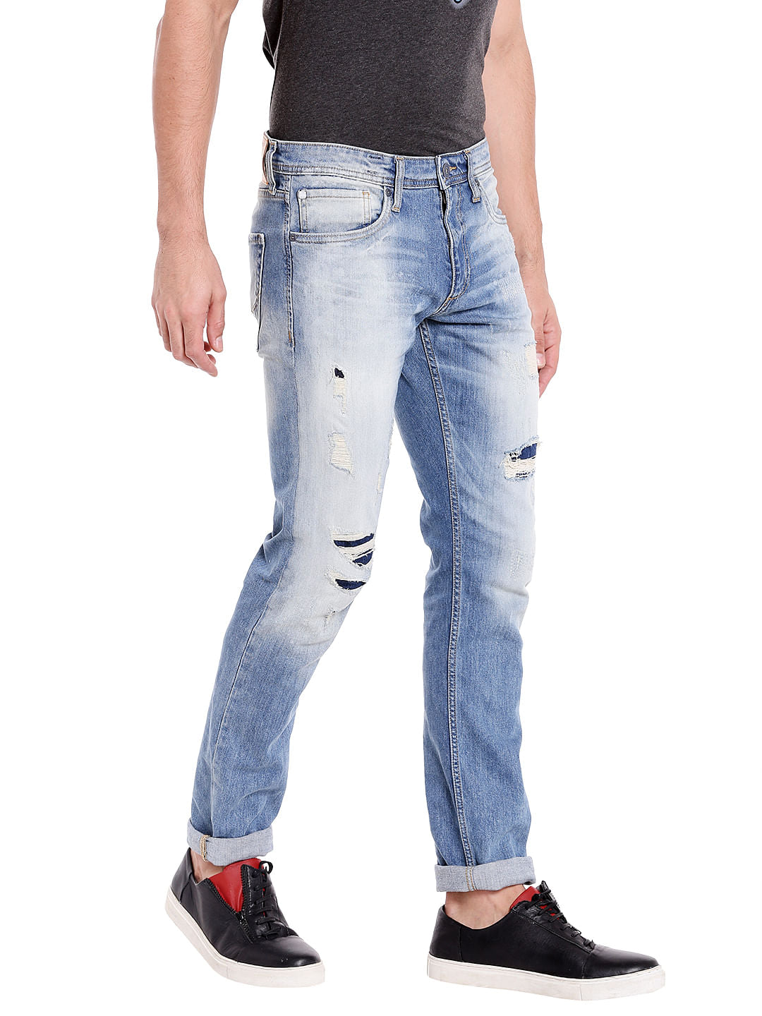 Blue Ripped Slim Fit Jeans