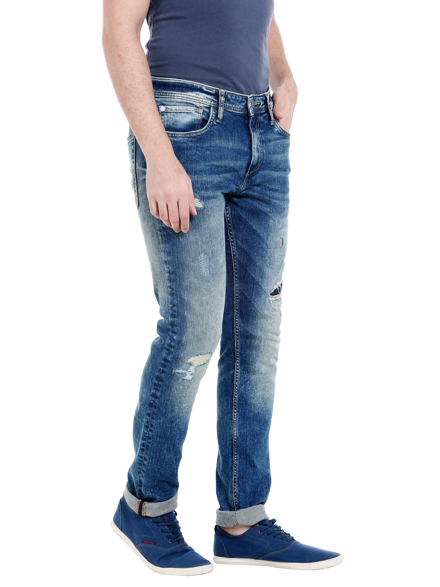 Blue Ripped Skinny Fit Jeans