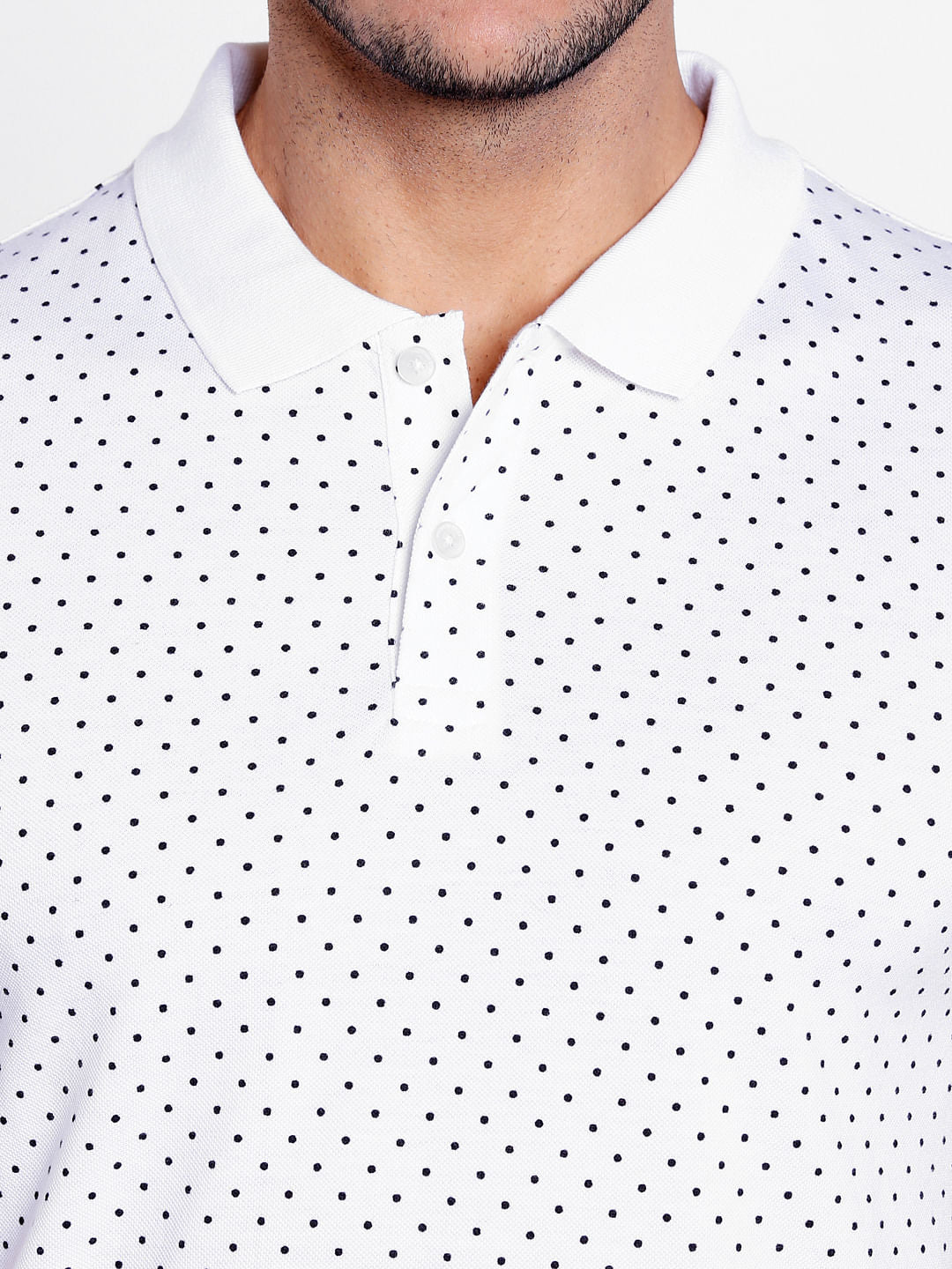 White Polka Dots Polo T-Shirt