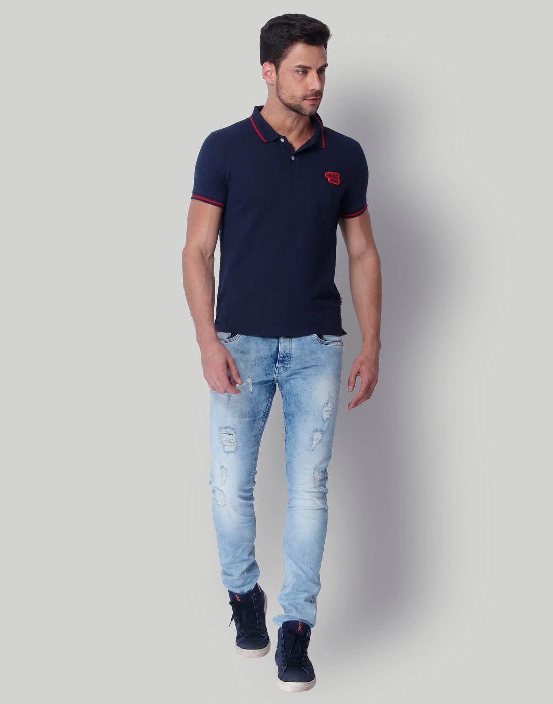 Navy Blue Polo Neck T-Shirt