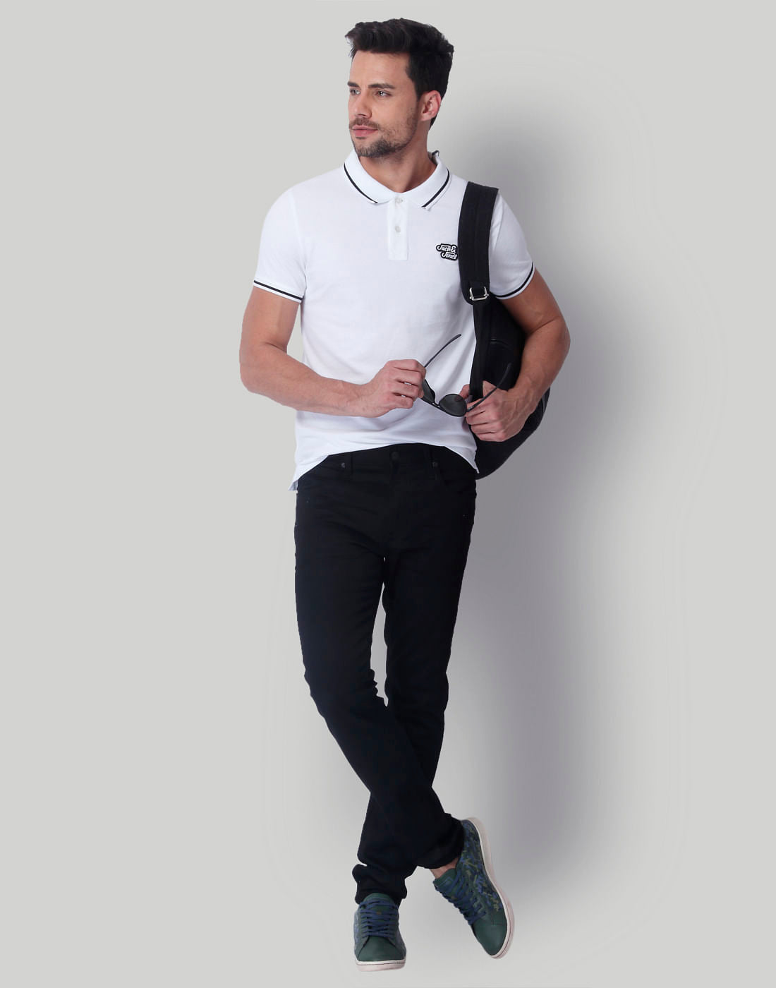 White Polo Neck T-Shirt