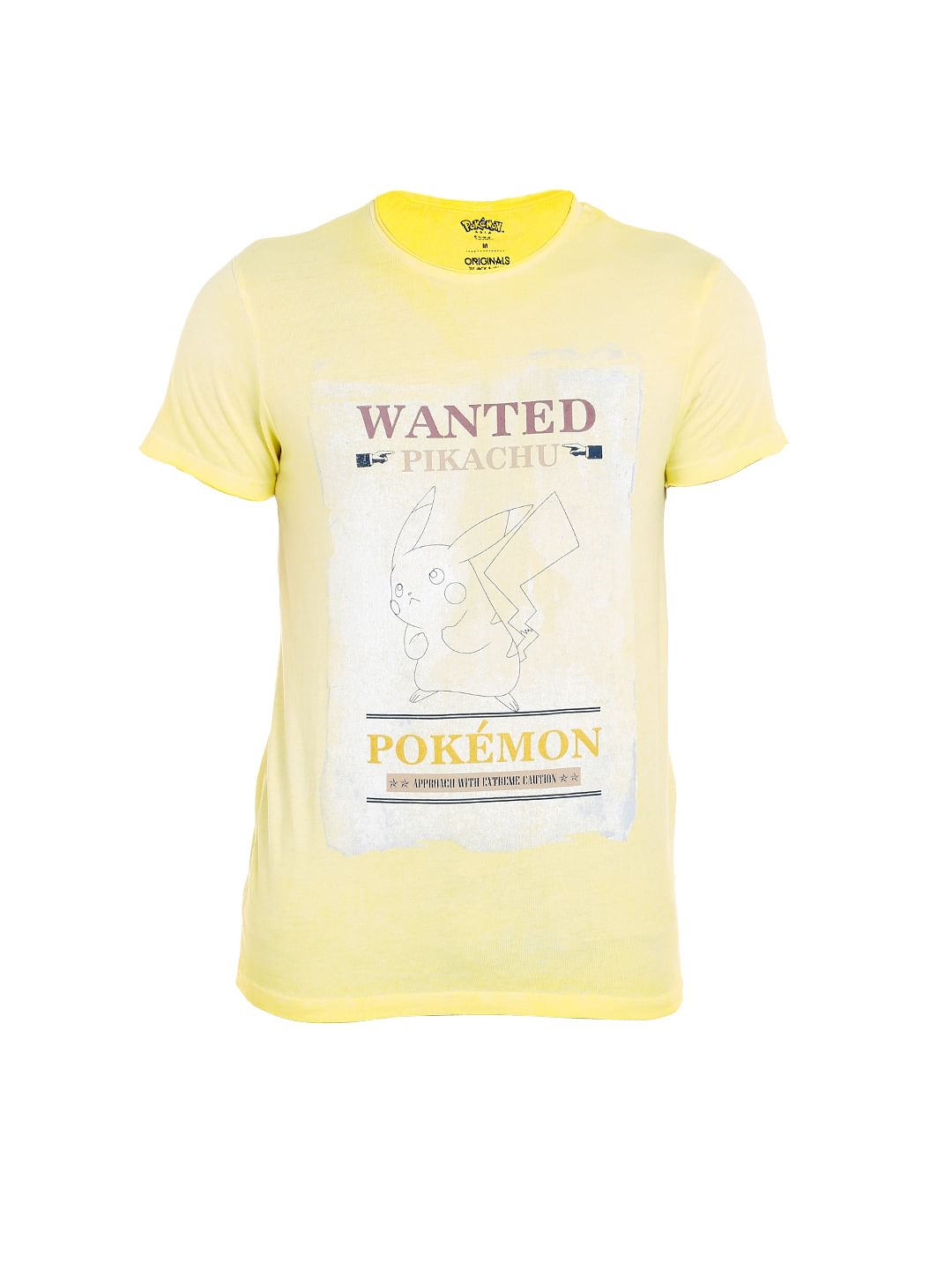 X Pokemon Yellow Pikachu Print Crew Neck T-Shirt