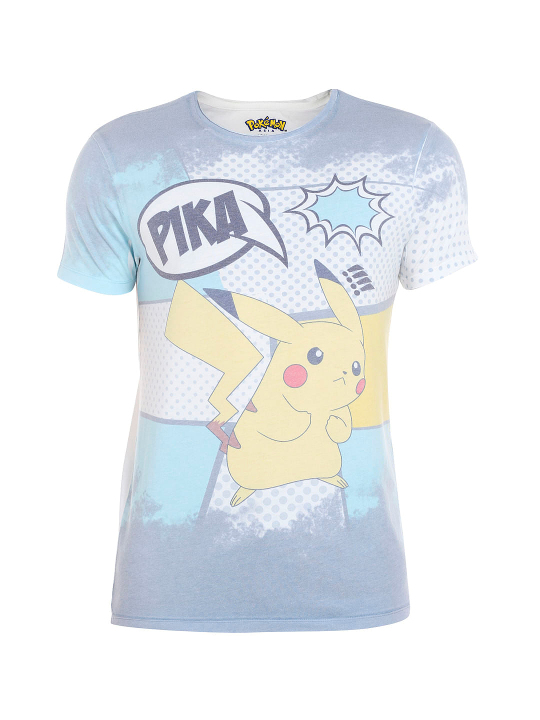 X Pokemon Light Grey Pikachu Print Crew Neck T-Shirt