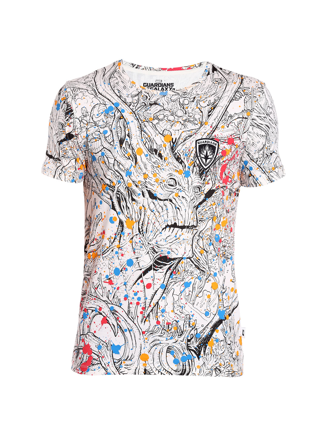 X Guardians Of The Galaxy All Over Print White Crew Neck T-Shirt