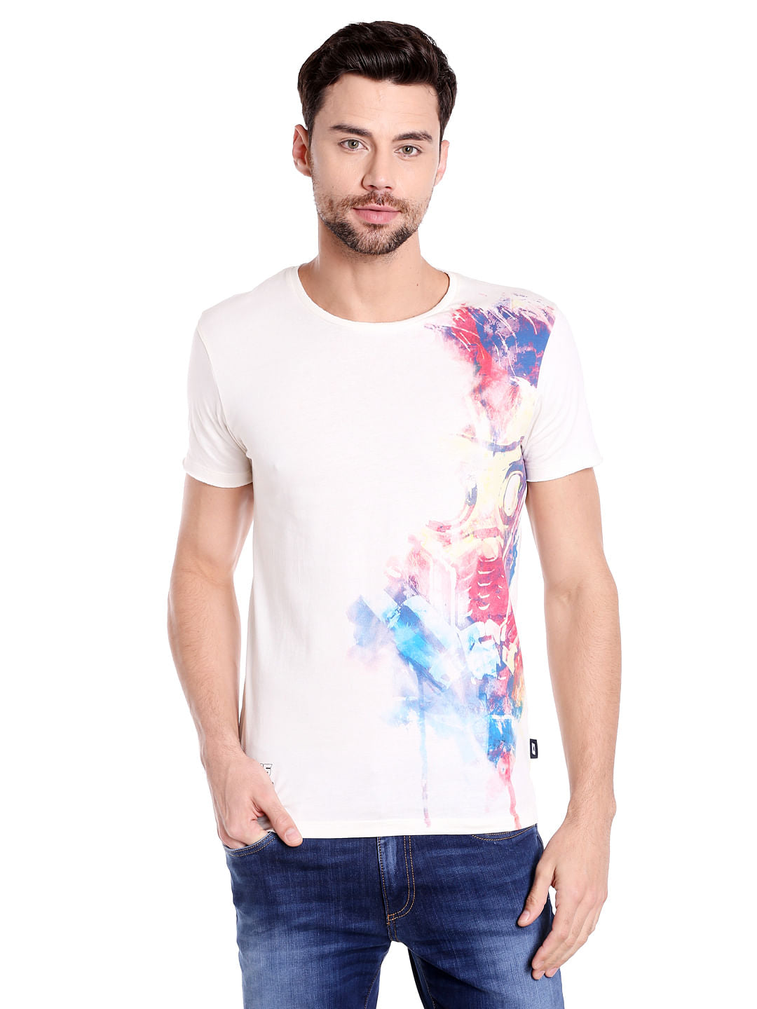 X Guardians Of The Galaxy Graphic Print White Crew Neck T-Shirt