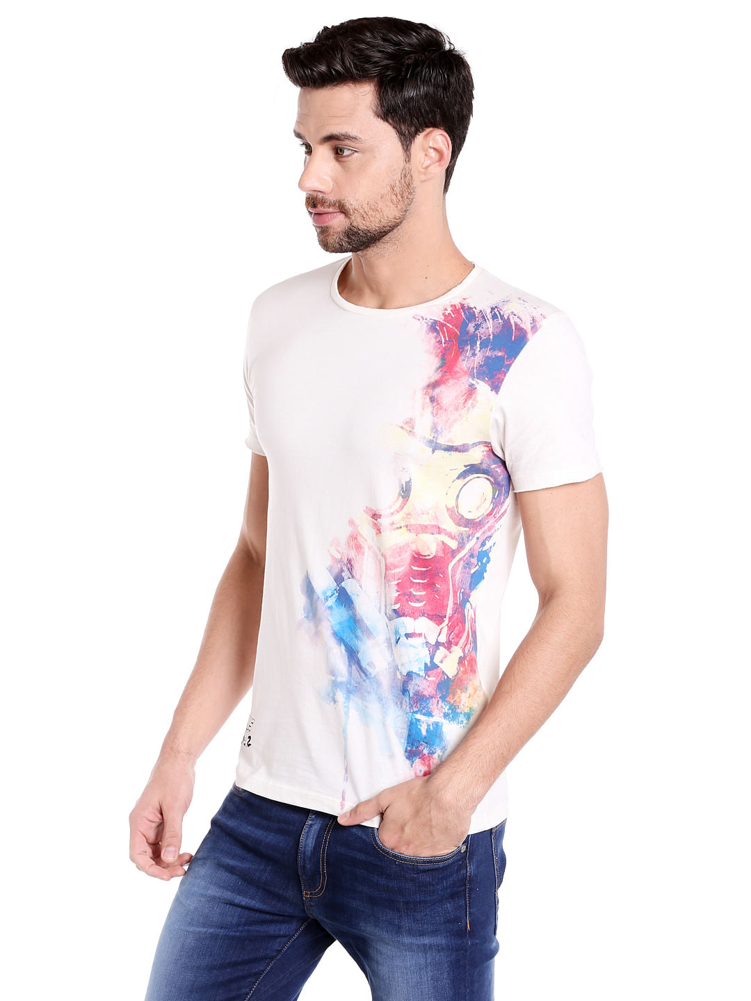 X Guardians Of The Galaxy Graphic Print White Crew Neck T-Shirt