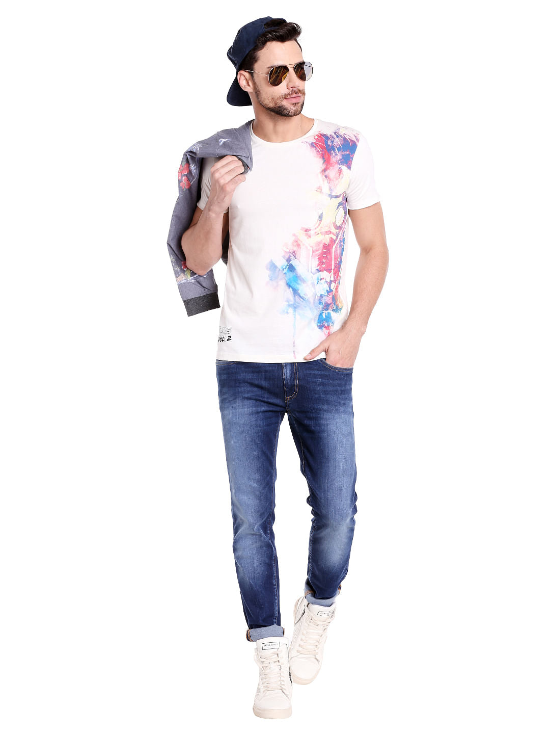 X Guardians Of The Galaxy Graphic Print White Crew Neck T-Shirt