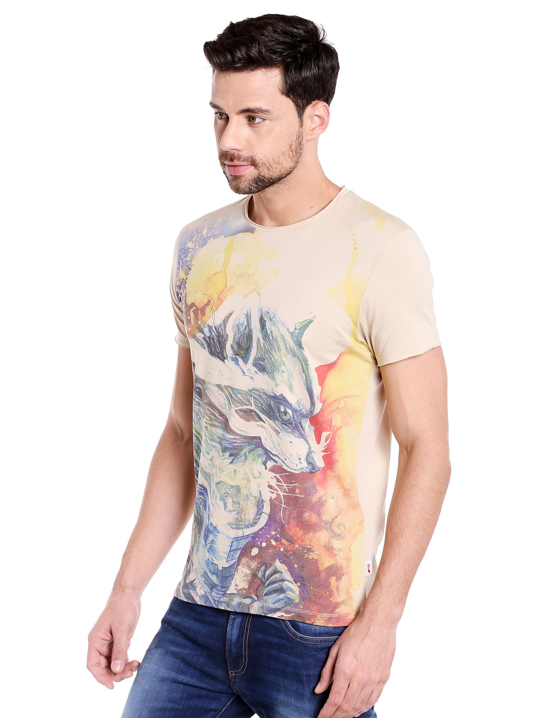 X Guardians Of The Galaxy Beige Graphic Print Crew Neck T-Shirt