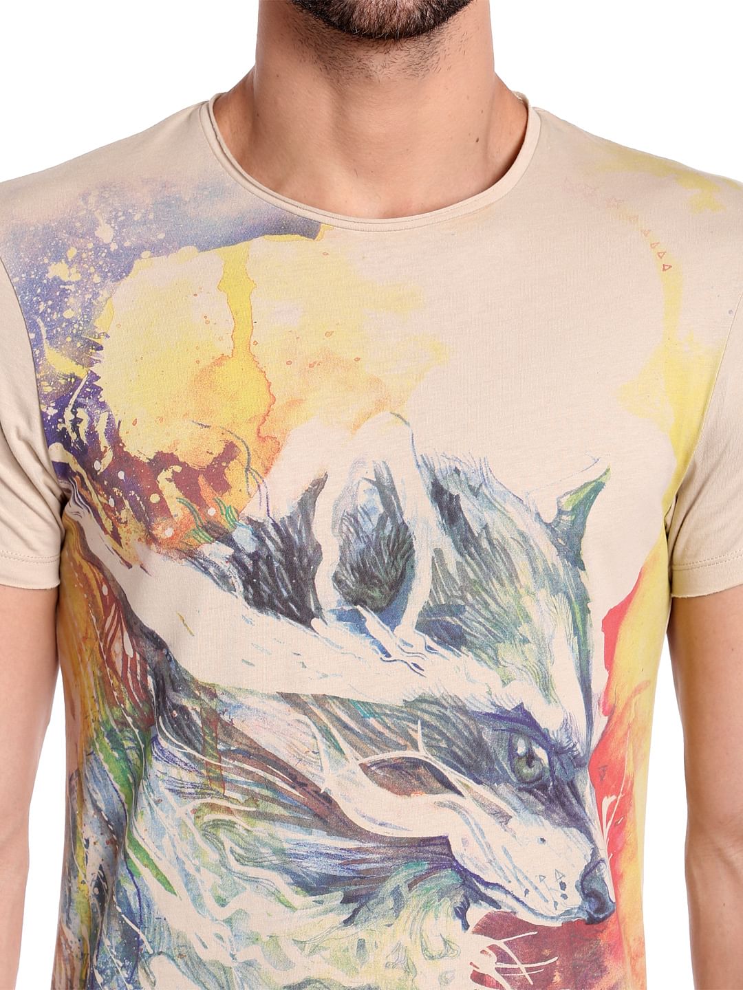 X Guardians Of The Galaxy Beige Graphic Print Crew Neck T-Shirt