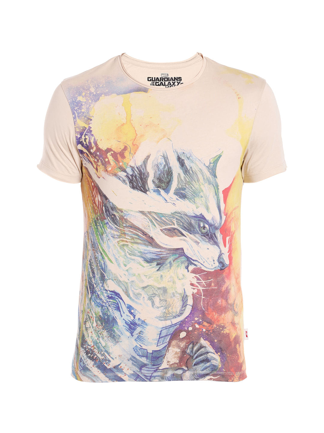 X Guardians Of The Galaxy Beige Graphic Print Crew Neck T-Shirt
