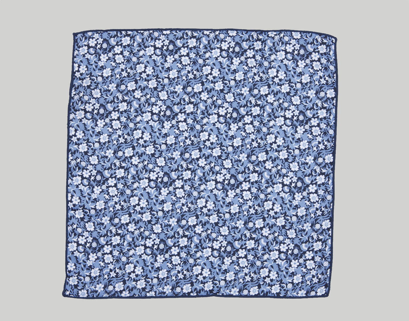 Blue Floral Print Pocket Square