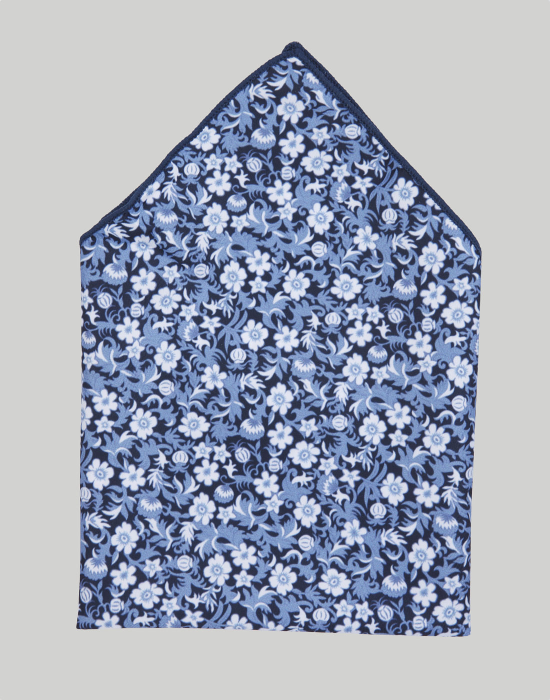 Blue Floral Print Pocket Square