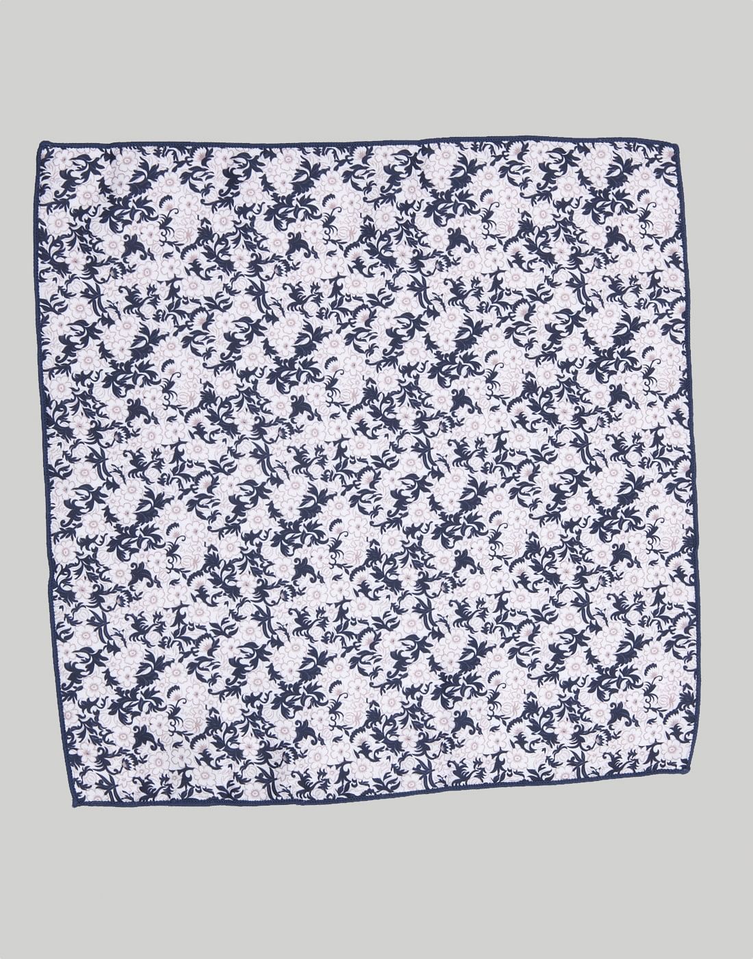 White & Blue Floral Print Pocket Square