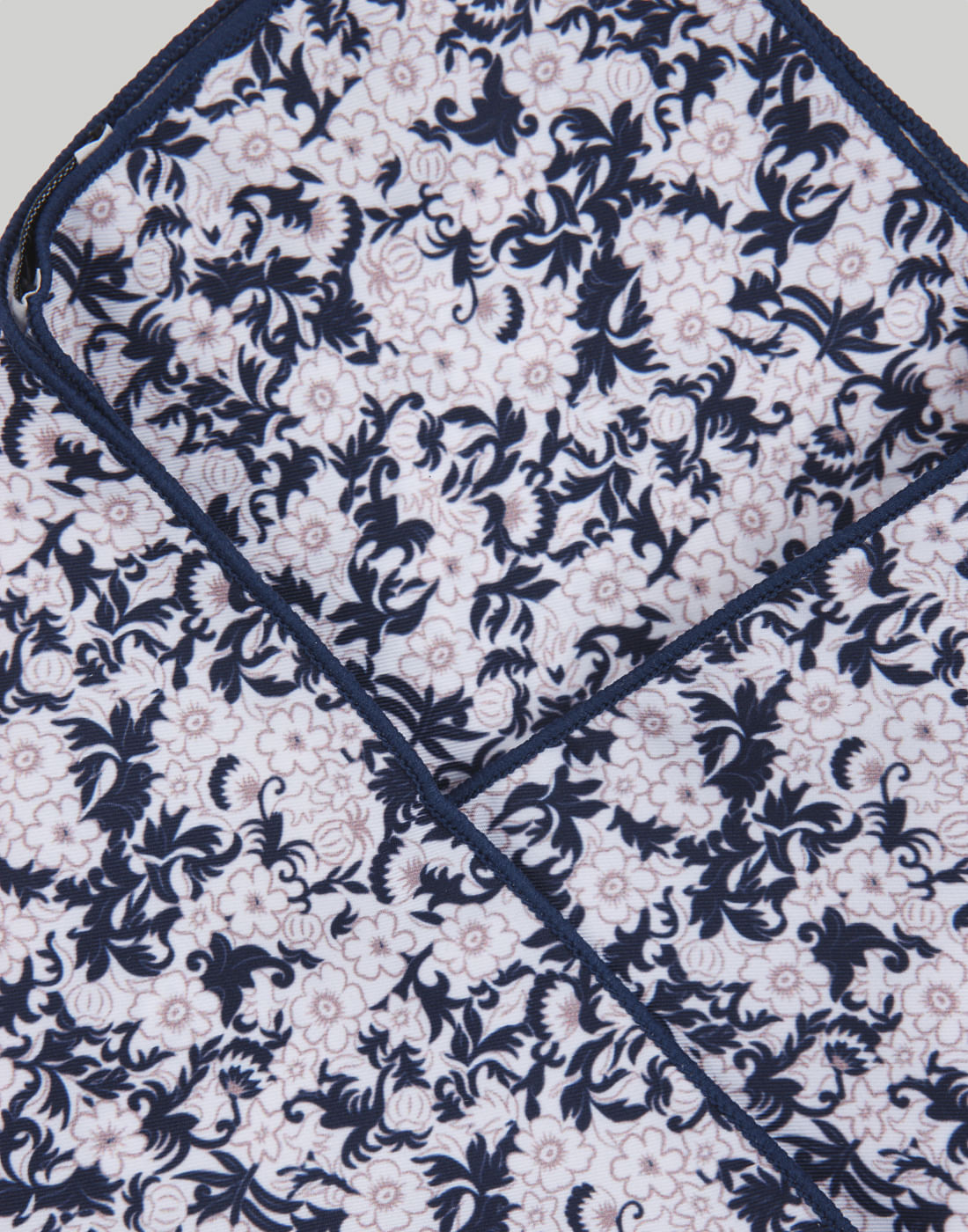 White & Blue Floral Print Pocket Square