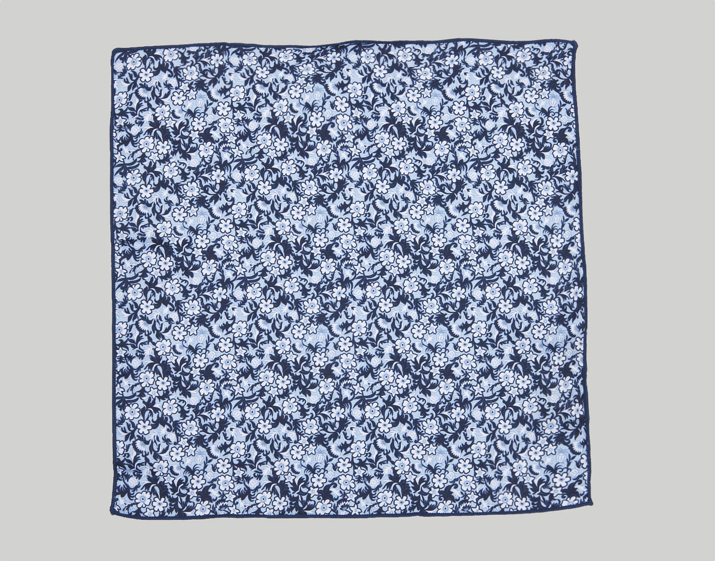 Blue Floral Print Pocket Square