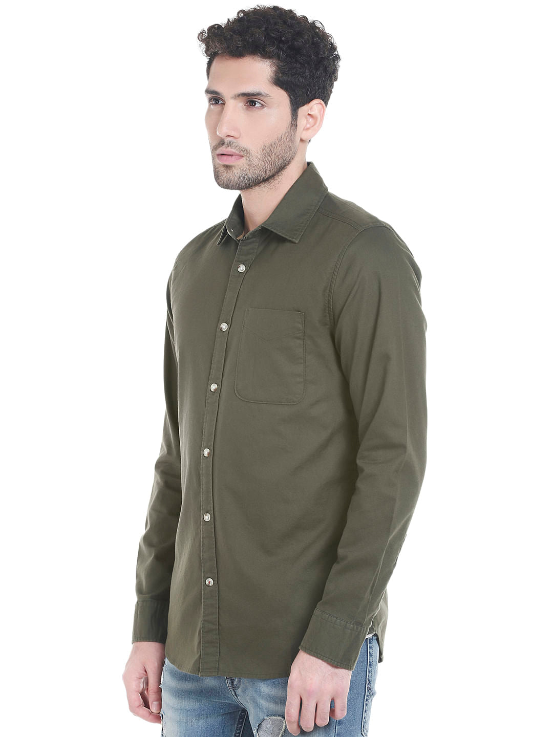 Olive Green Slim Fit Shirt
