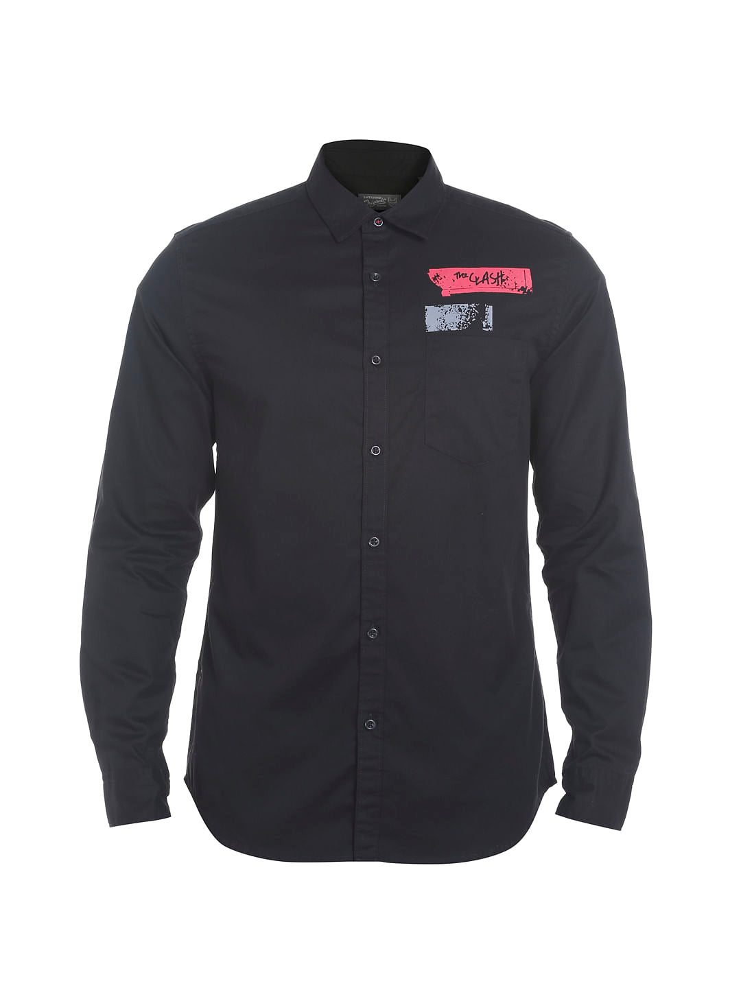 Black Slogan Print Slim Fit Shirt