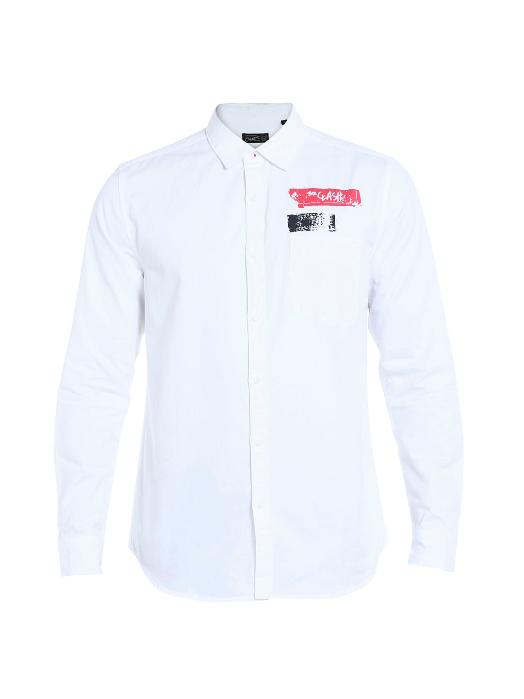 White Graphic Print Slim Fit Shirt