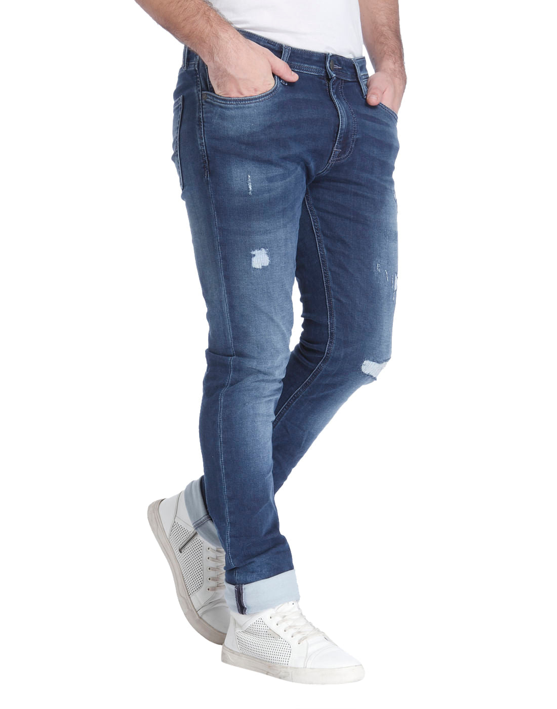 Dark Blue Distressed Skinny Jeans