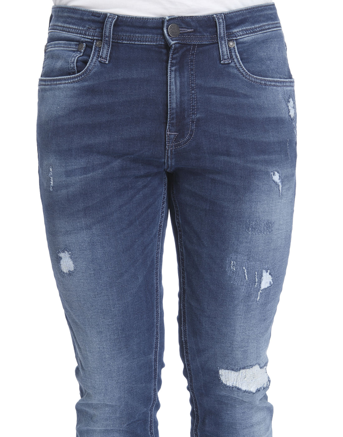 Dark Blue Distressed Skinny Jeans