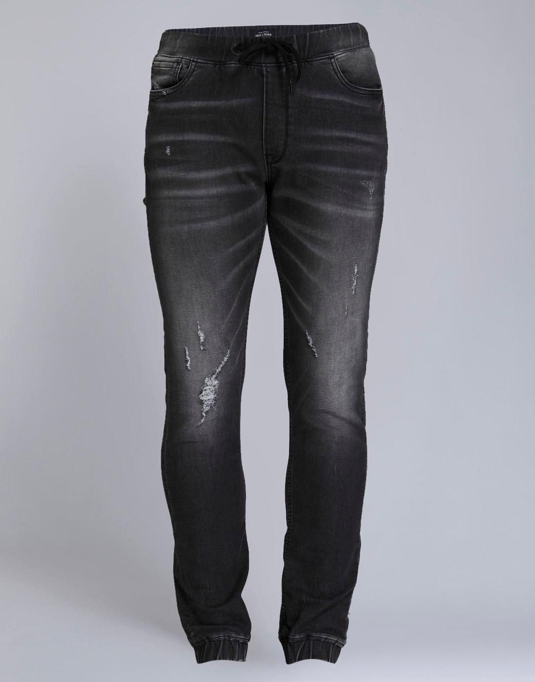 Grey Mild Distressed Skinny Fit Denim Joggers