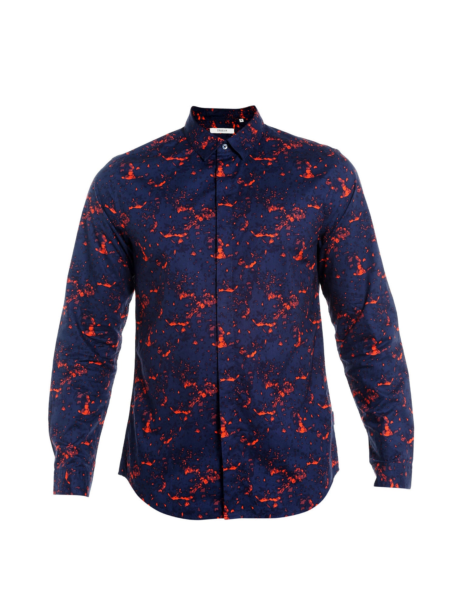 Blue Printed Slim Fit Shirt