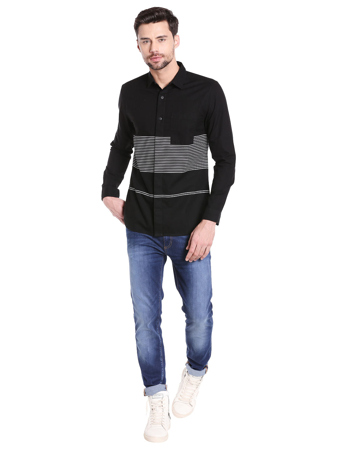 Black & White Stripes Slim Fit Shirt