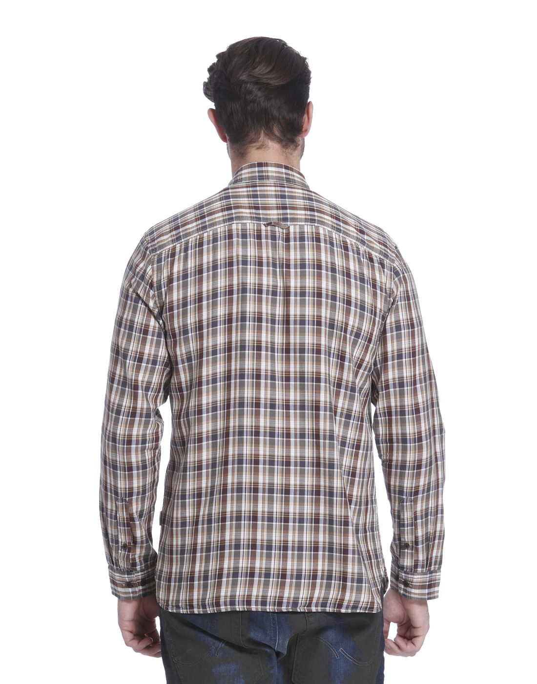 Brown Check Slim Fit Shirt