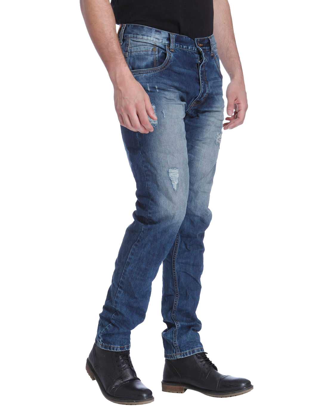 Blue Anti- Fit Distressed Jeans