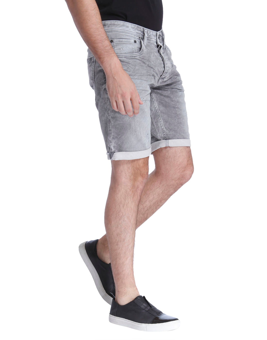 Grey Distressed Denim Shorts