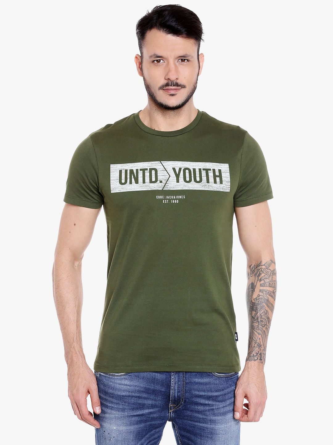 Green Graphic Print Crew Neck T-Shirt