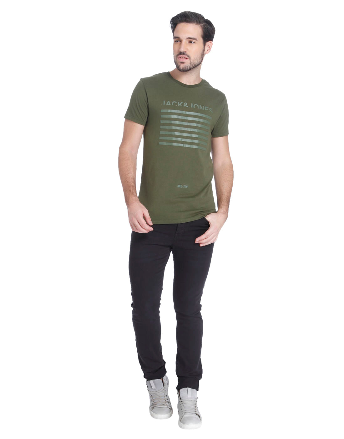 Green Logo Print Crew Neck T-Shirt