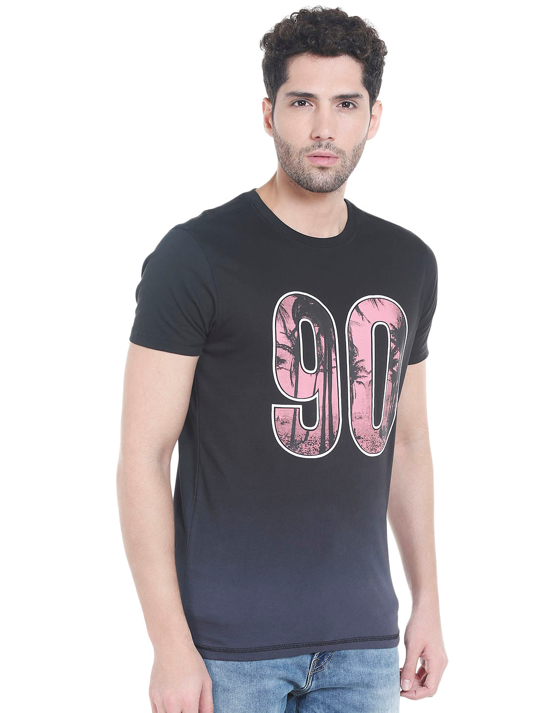 Black Graphic Print Crew Neck T-Shirt