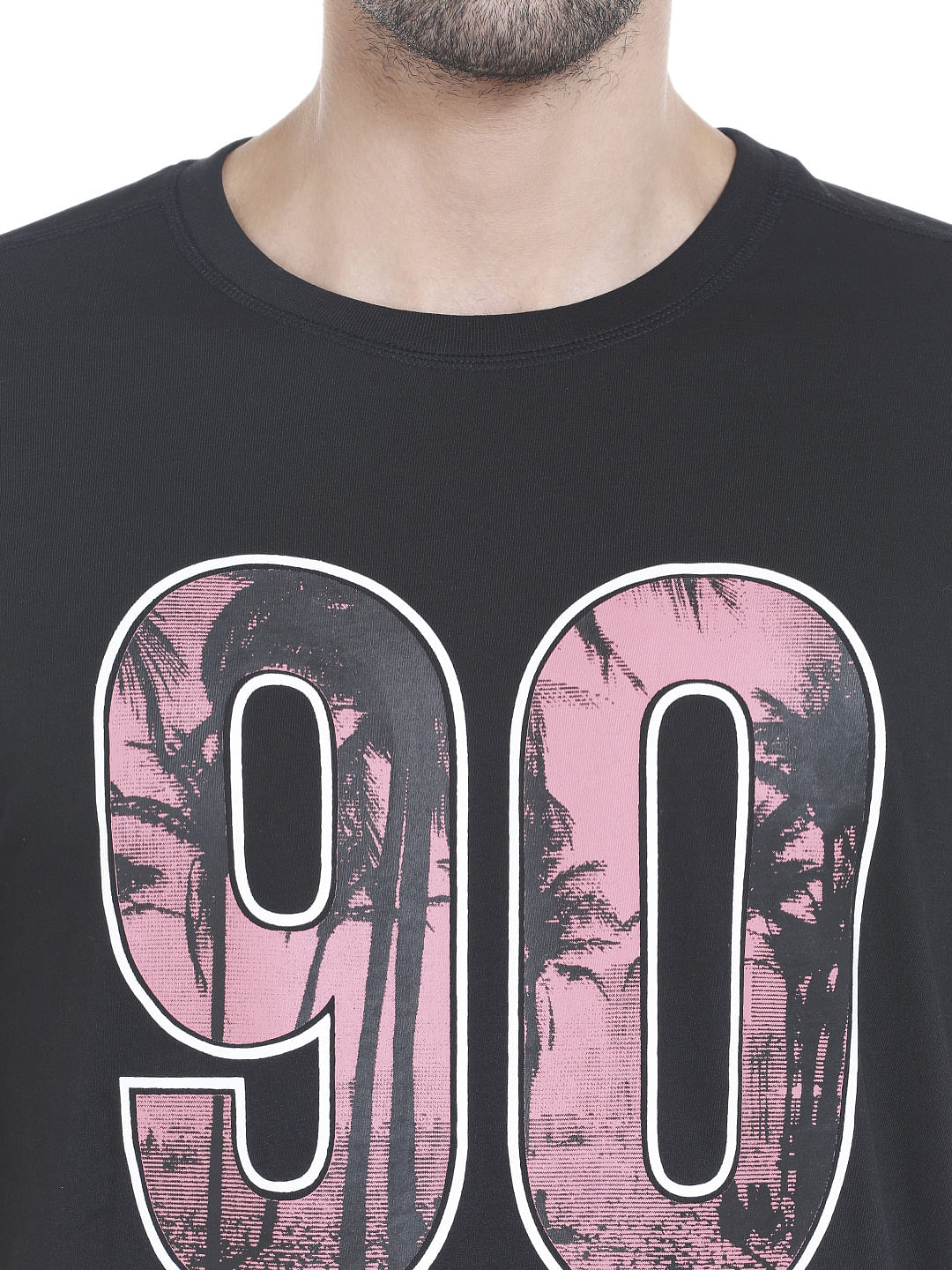Black Graphic Print Crew Neck T-Shirt